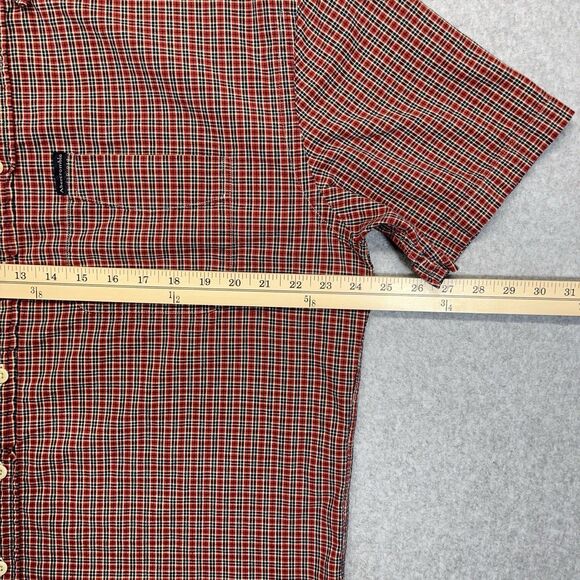Abercrombie & Fitch Plaid Button-Down Shirt Men’s L Red Short Sleeve Pocket - Picture 7 of 9